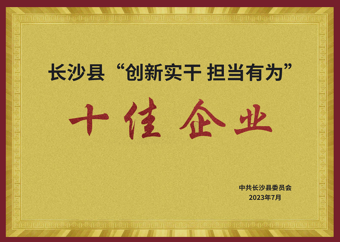長沙縣“創(chuàng)新實干 擔(dān)當(dāng)有為” 十佳企業(yè)